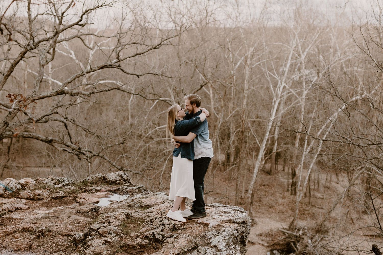 Lifestyle couples portrait in Joplin, Missouri with movement-focused posing and intimate storytelling.