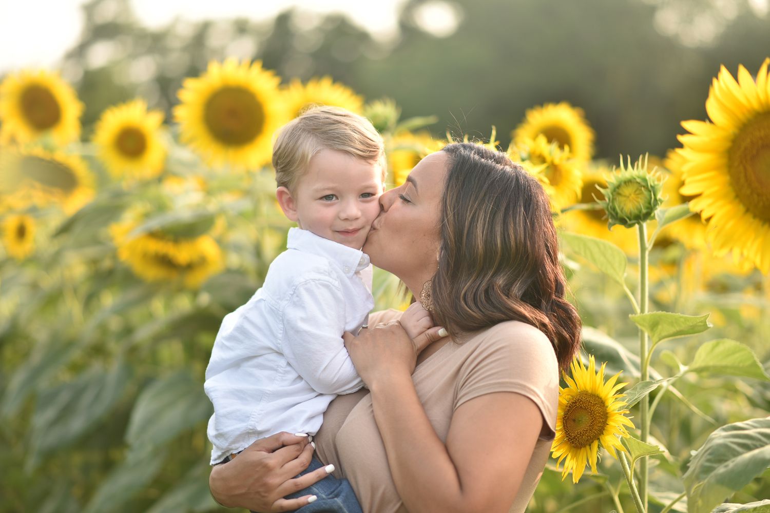 Family, NC, sunflower field, raleigh