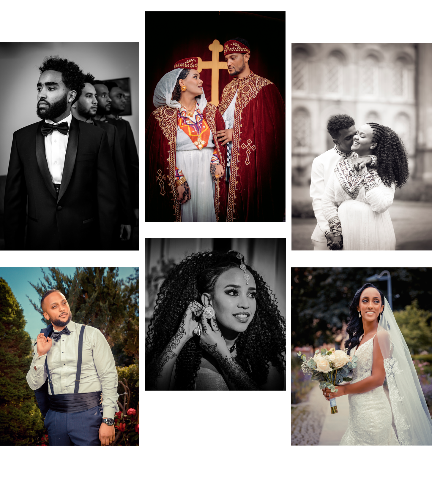Wedding photography collage showing various couples and moments from ceremonies.