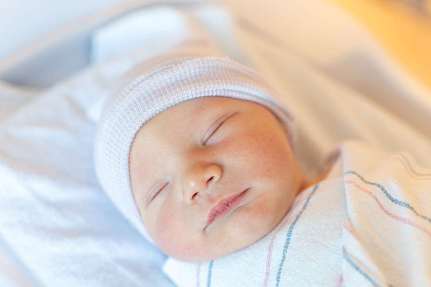 A new baby rests peacefully in the bassinet at the local hospital in Winston-Salem, NC.