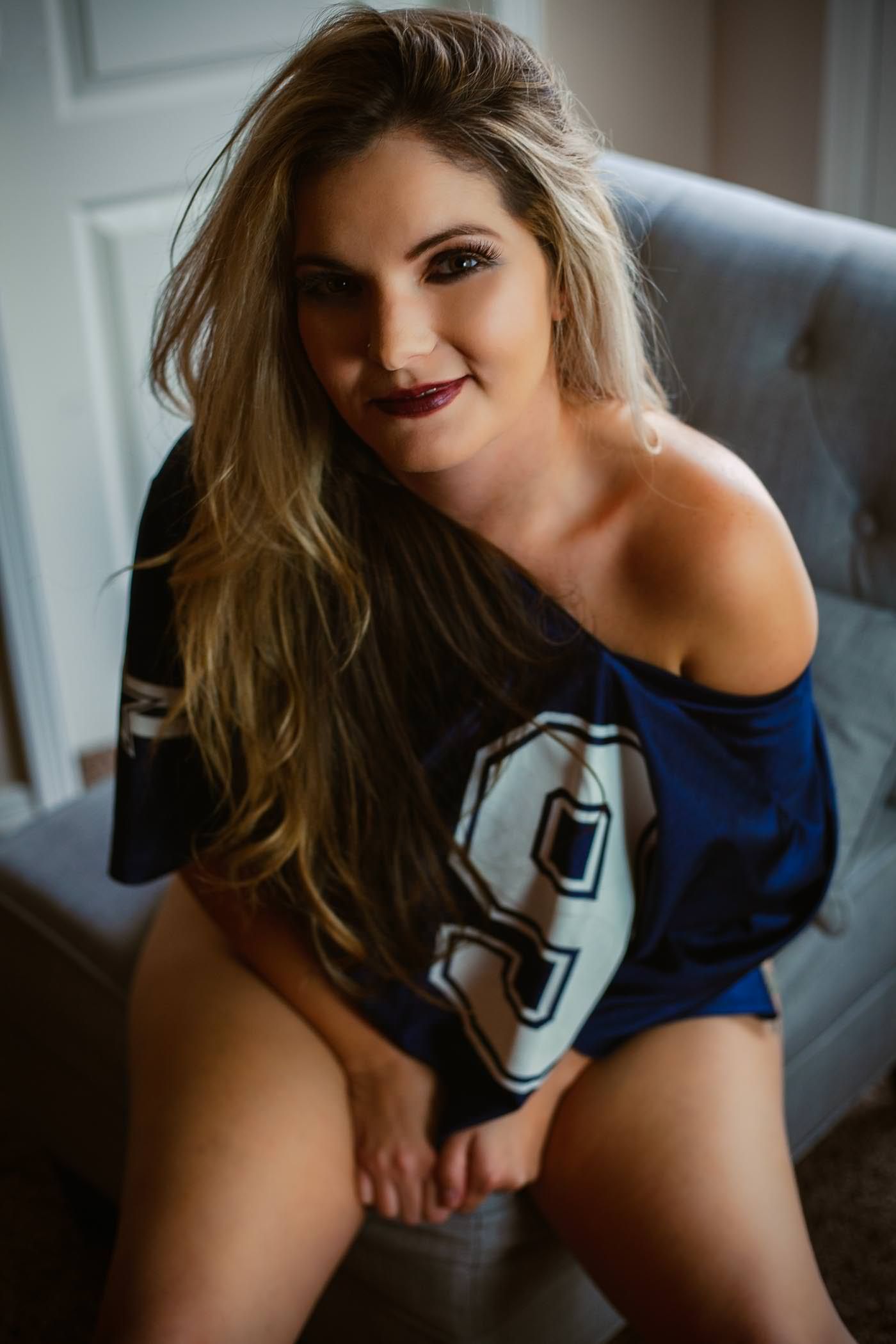 sexy Boudoir in Dallas Cowboy Jersey