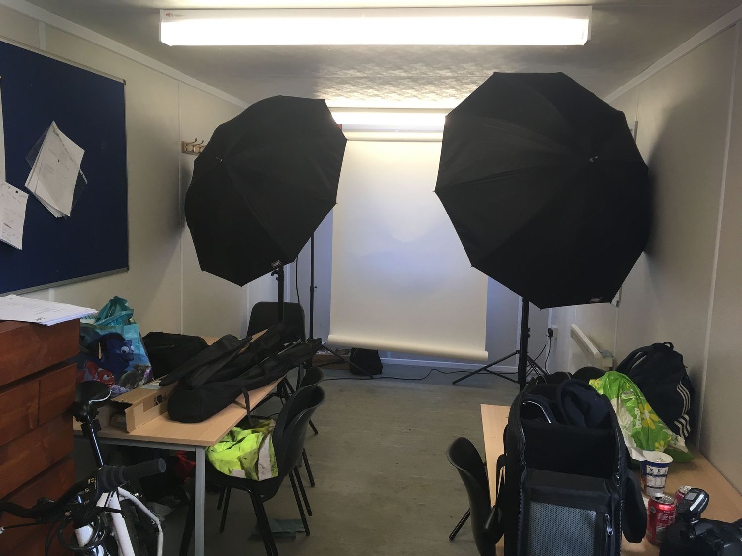 Small studio set up in site cabin