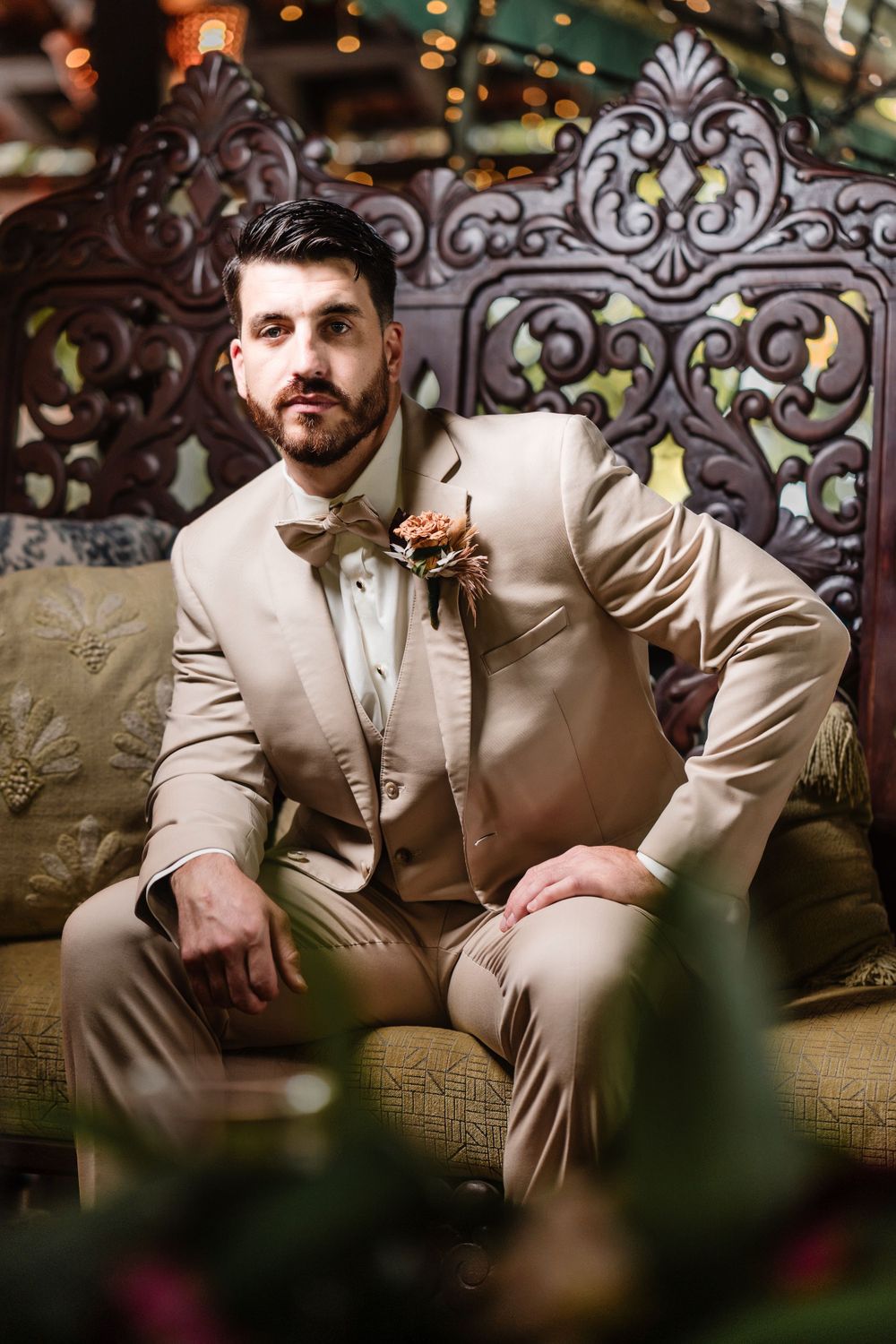 Groom prior to his wedding ceremony at Hacienda Siesta Alegre