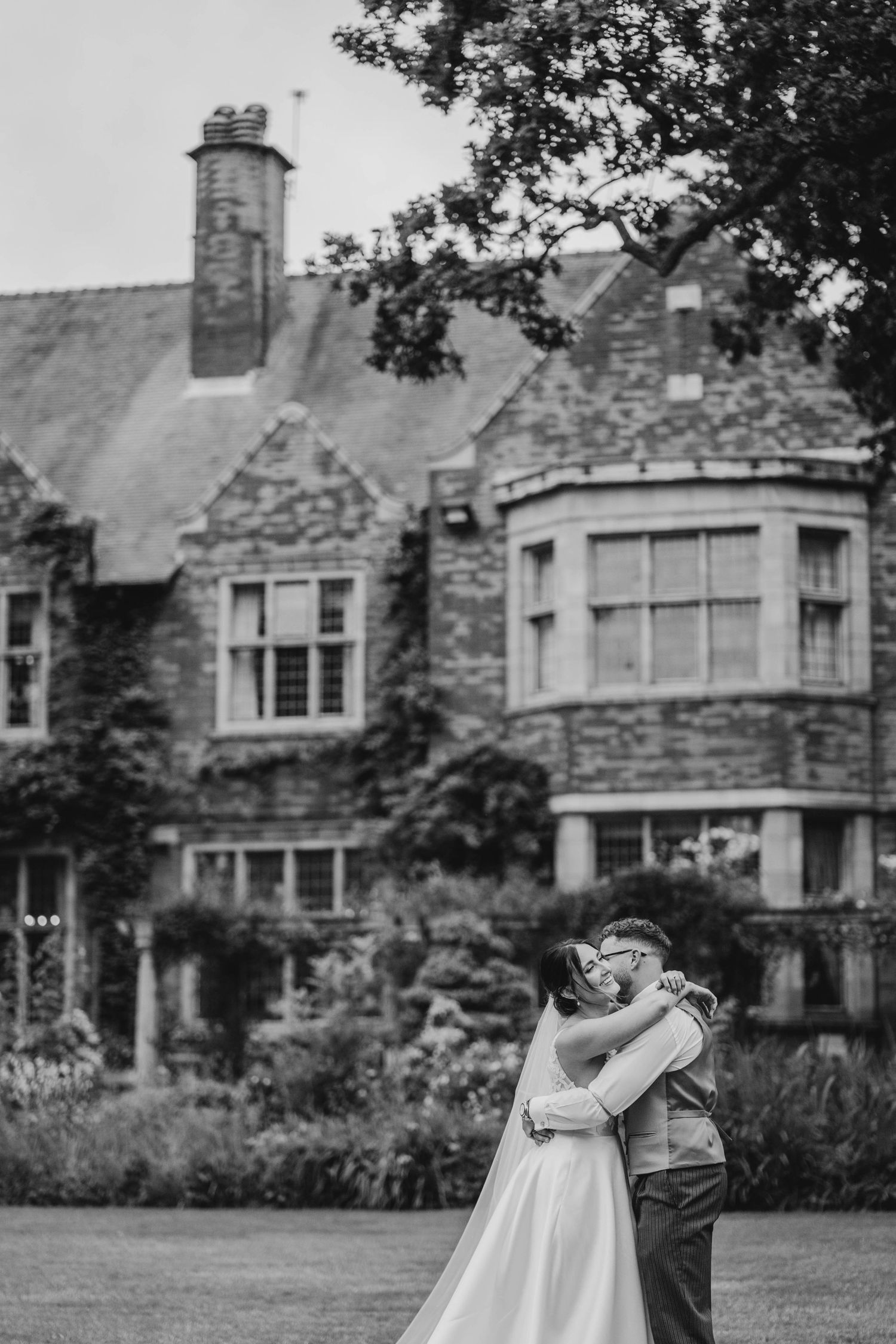 black and white wedding photography at Moxhull Hall