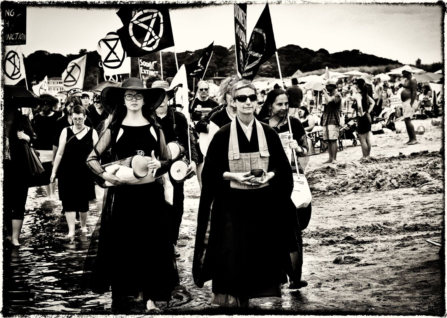 Climate activists Extinction Rebellion hold funeral at Good Harbor Beach in Gloucester, Massachusetts
