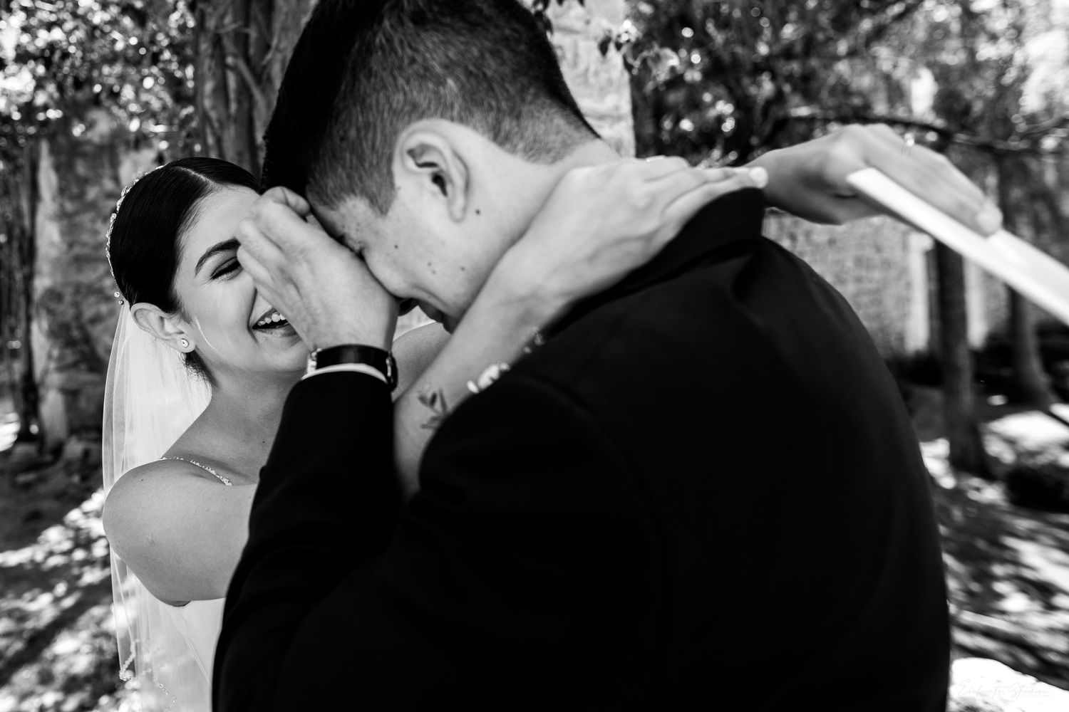 Vancouver wedding couple hugging and crying image by Vancouver wedding photographer Elefante Studios
