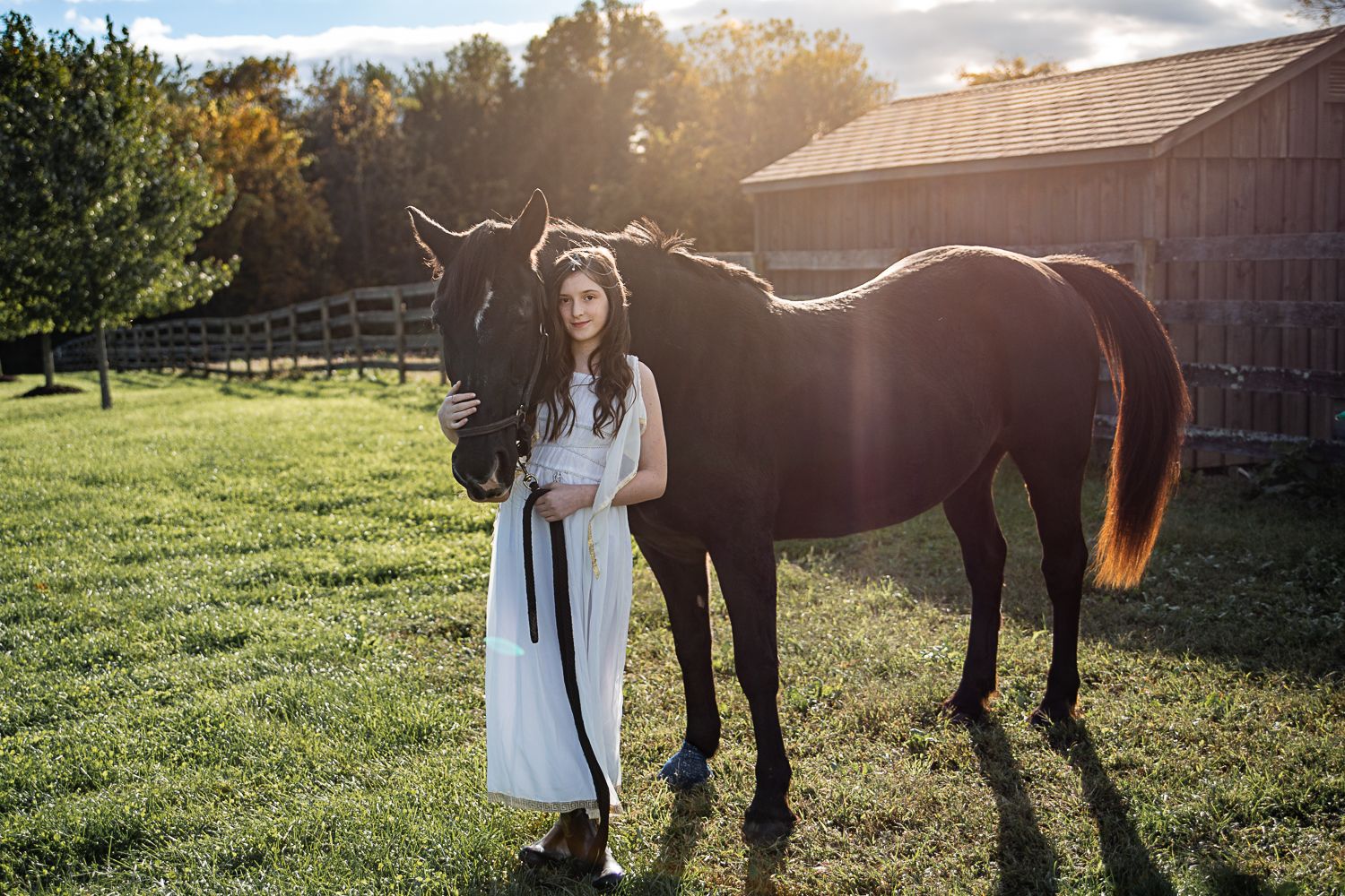 Child's photo portrait with horse in Pine Bush, New York, Hudson Valley