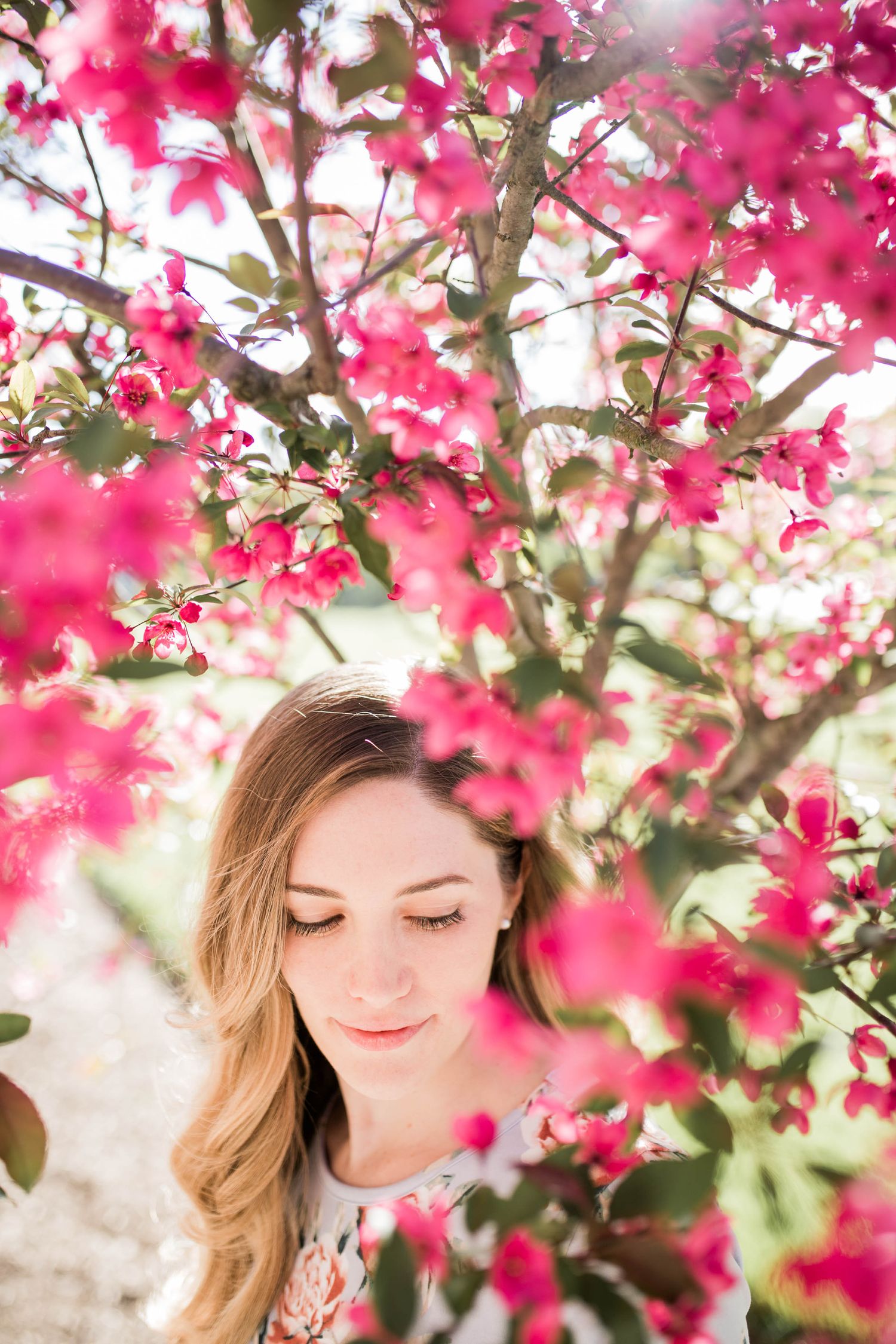 Female portrait with spring blossoms in Wallkill, New York, Hudson Valley