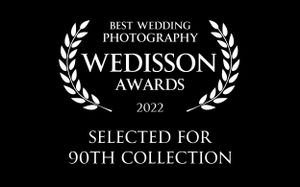 Wedisson Awards 2022 logo for best wedding photography selected for 90th collection.