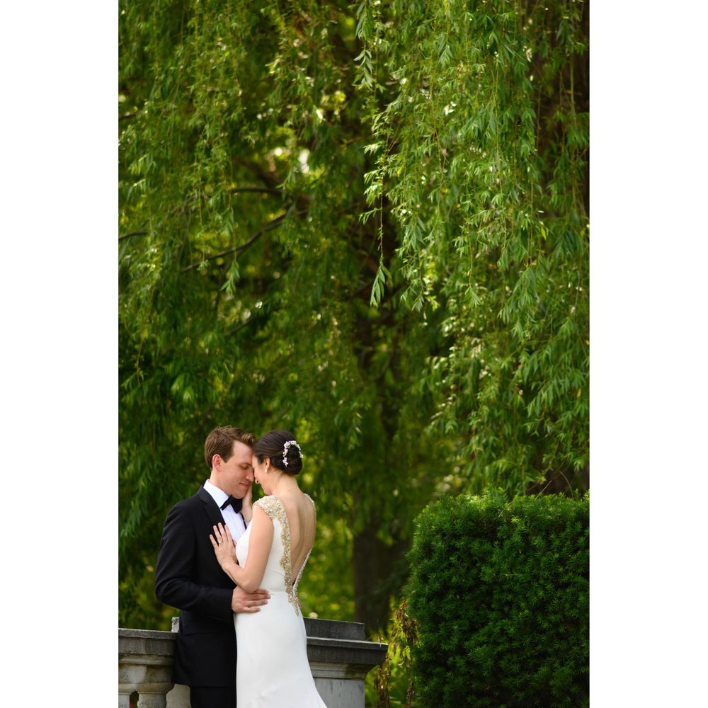 Bridal and groom portrait at Wade Lagoon in Cleveland, Ohio.