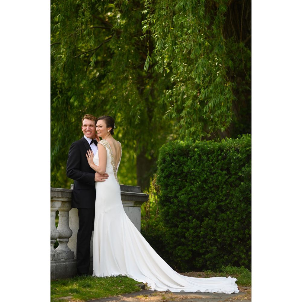 Bridal and groom relaxed portrait at Wade Lagoon in Cleveland, Ohio.