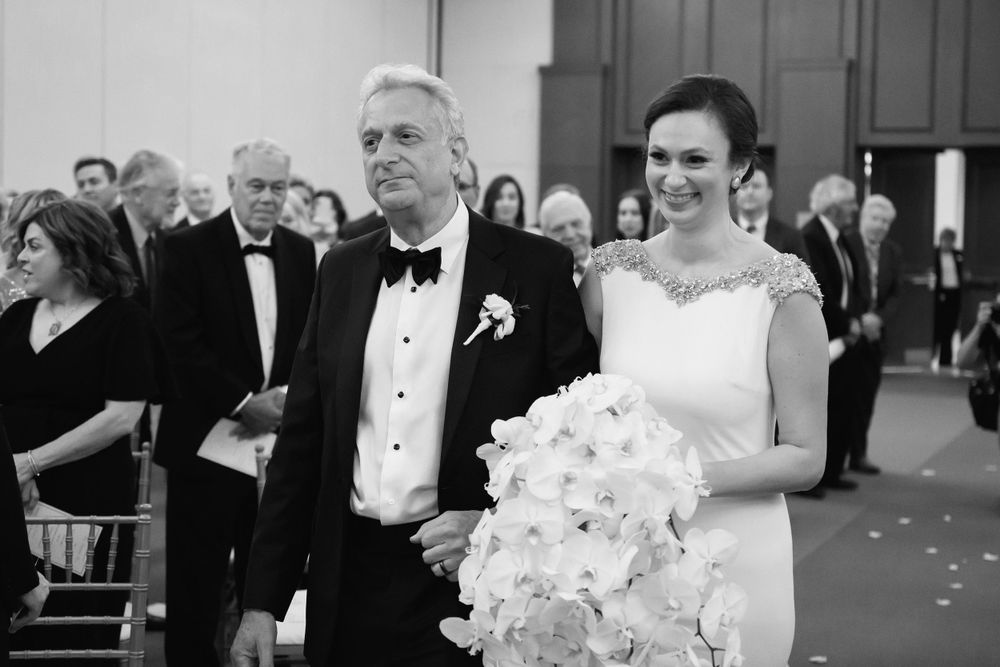 Bride and father during wedding ceremony at InterContinental Cleveland photographed by Tom Forrest.