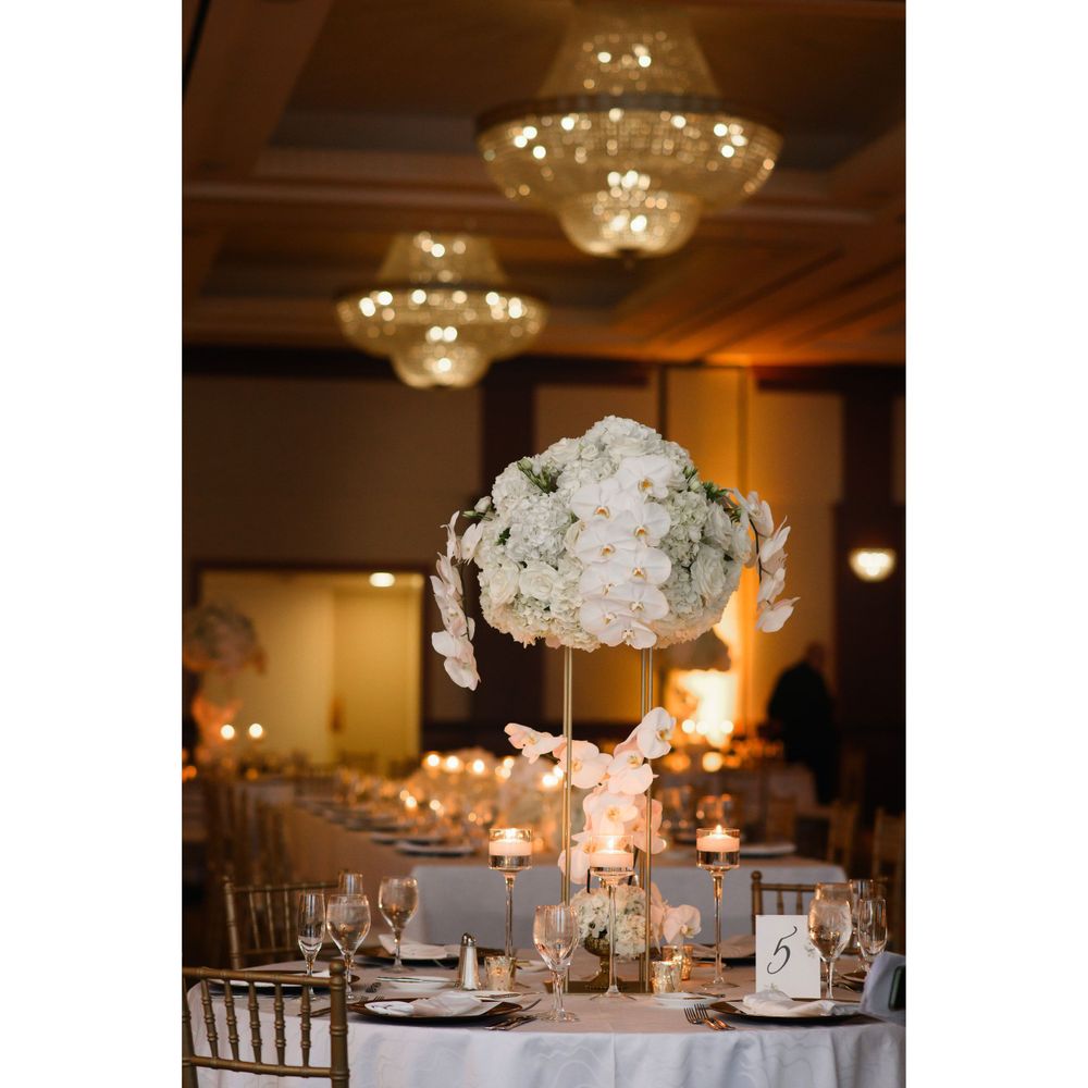 Flowers and details before wedding reception at InterContinental Cleveland photographed by Tom Forrest.