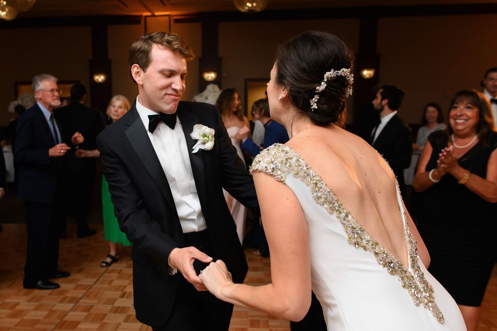 Bride and groom dance night away during wedding reception at InterContinental Cleveland photographed by Tom Forrest.