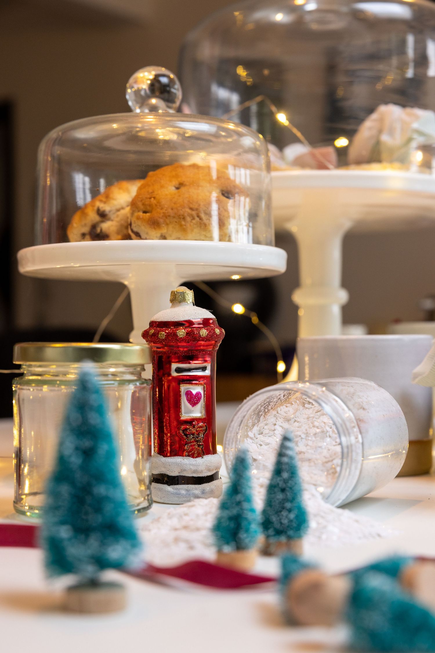 christmas decorations with the makings of a snow globe for an ad for Amazon social media