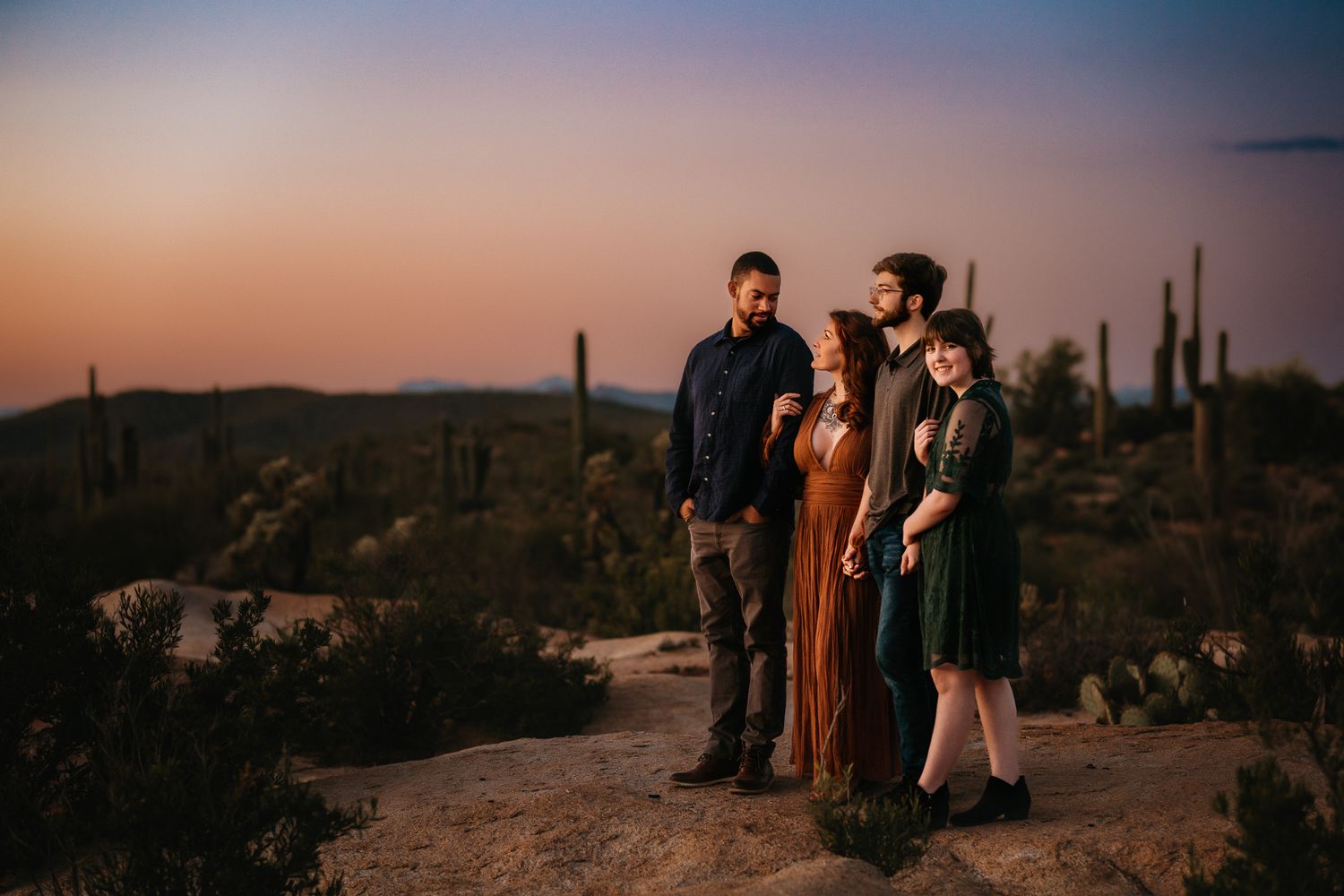 family portrait desert emotive bold colorful dress