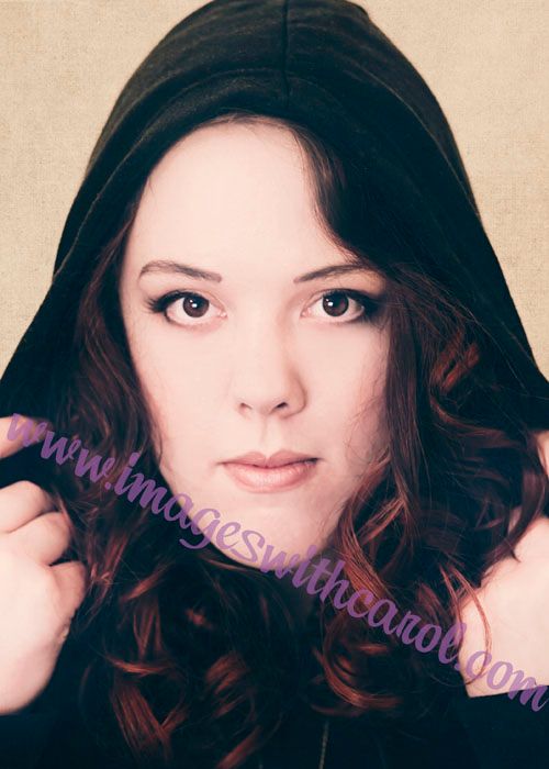 Collection of close-up portraits with black hoodie against neutral background.