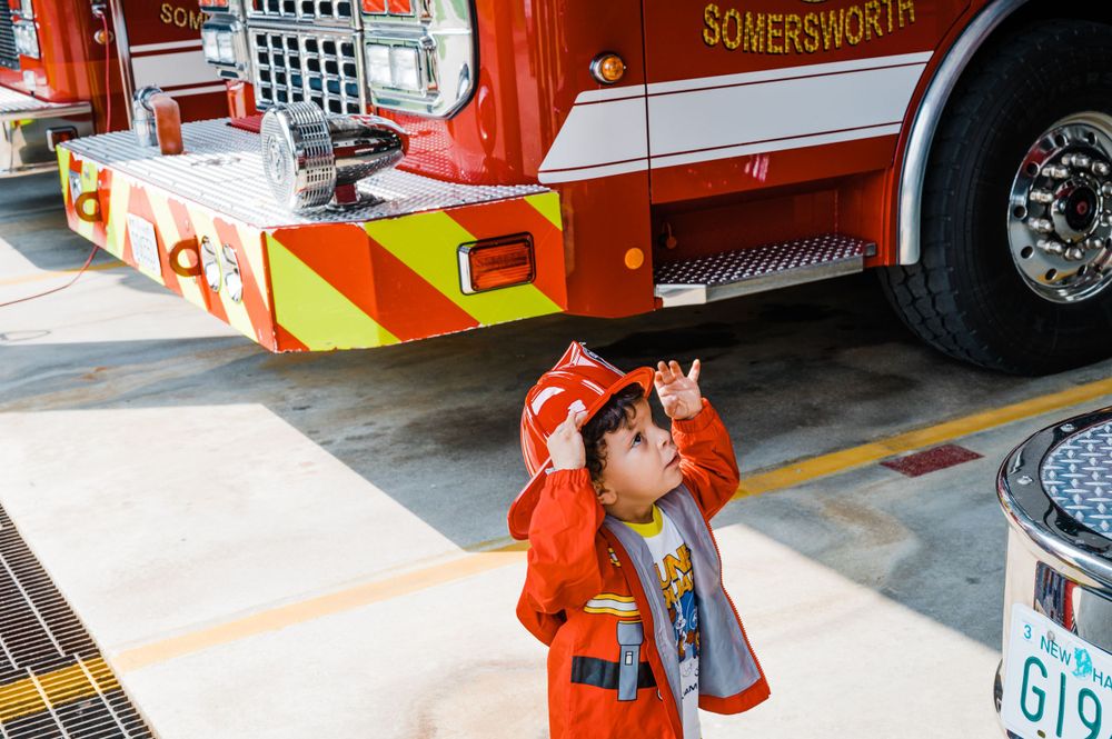 Boy at fire house in Seacoast NH