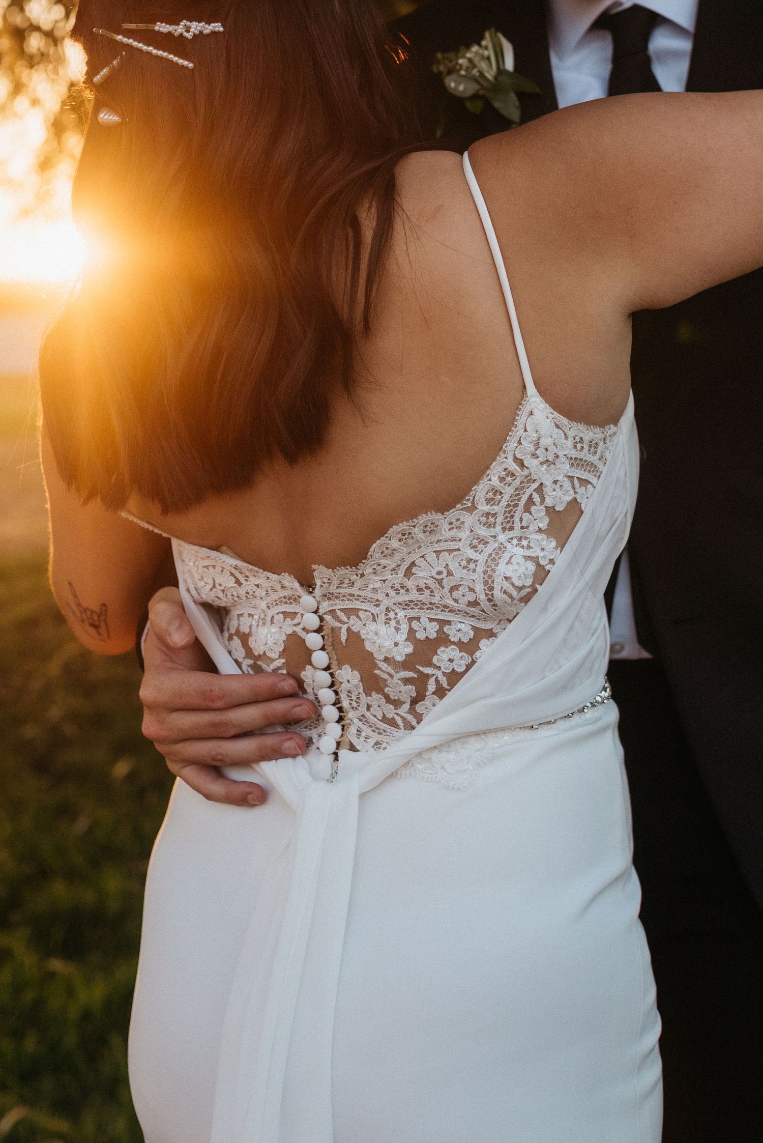sunset portraits during golden hour at wedding