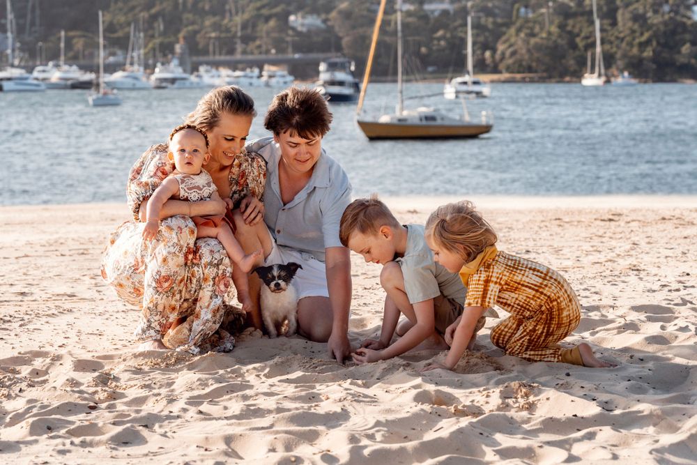family photoshoot with a dog in Sydney