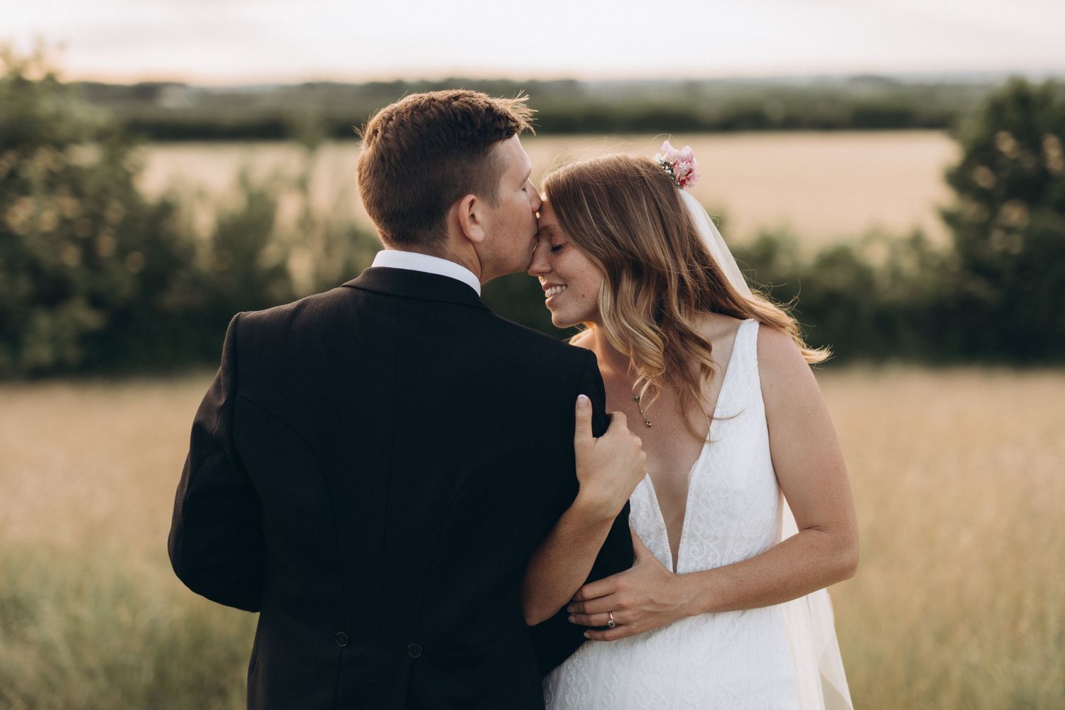 Intimate moment between the bride and groom captured by wedding photographer in London, UK