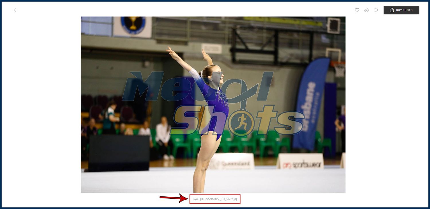 Gymnast performing graceful pose during floor routine at indoor competition.