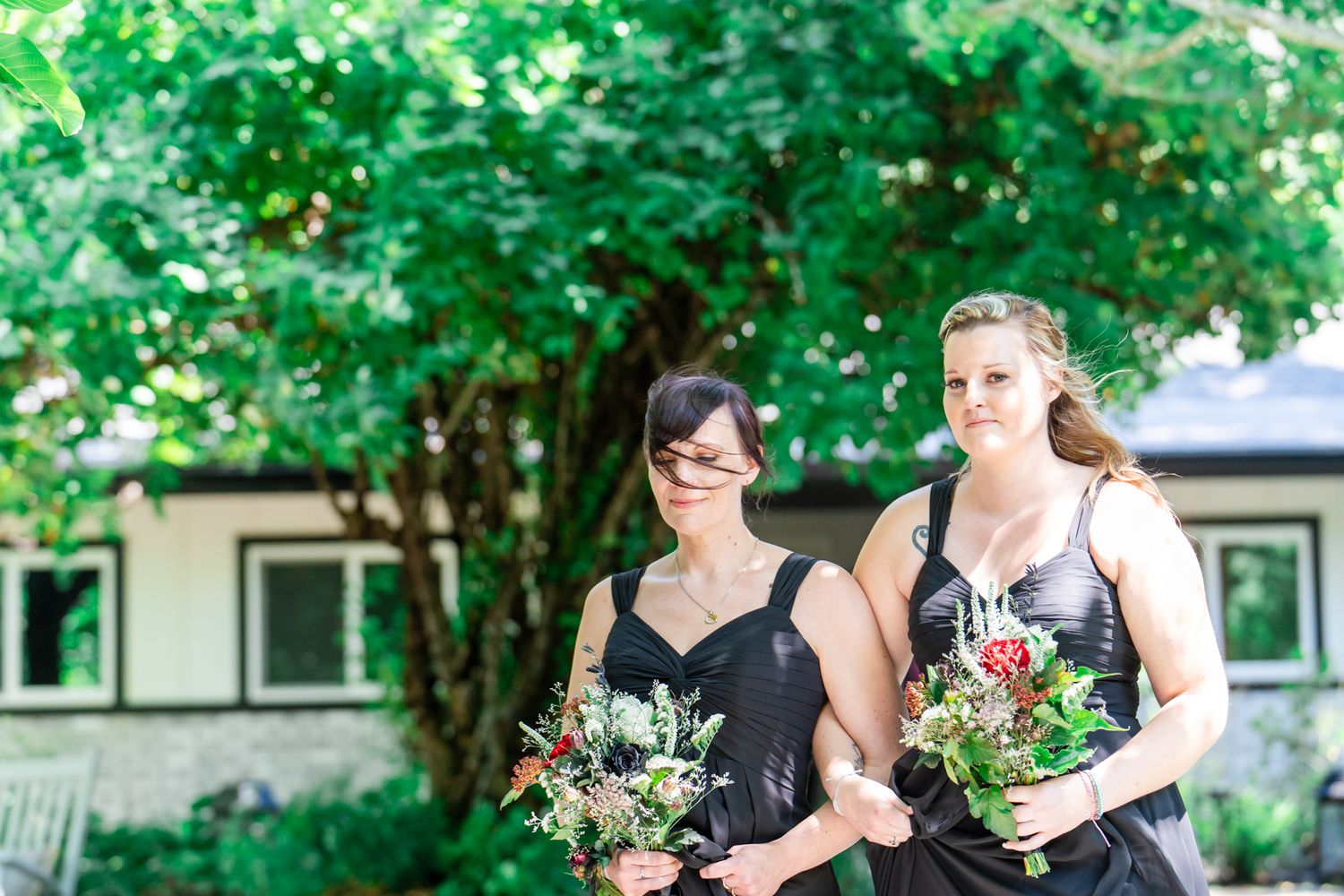 bridesmaids walking down the aisle