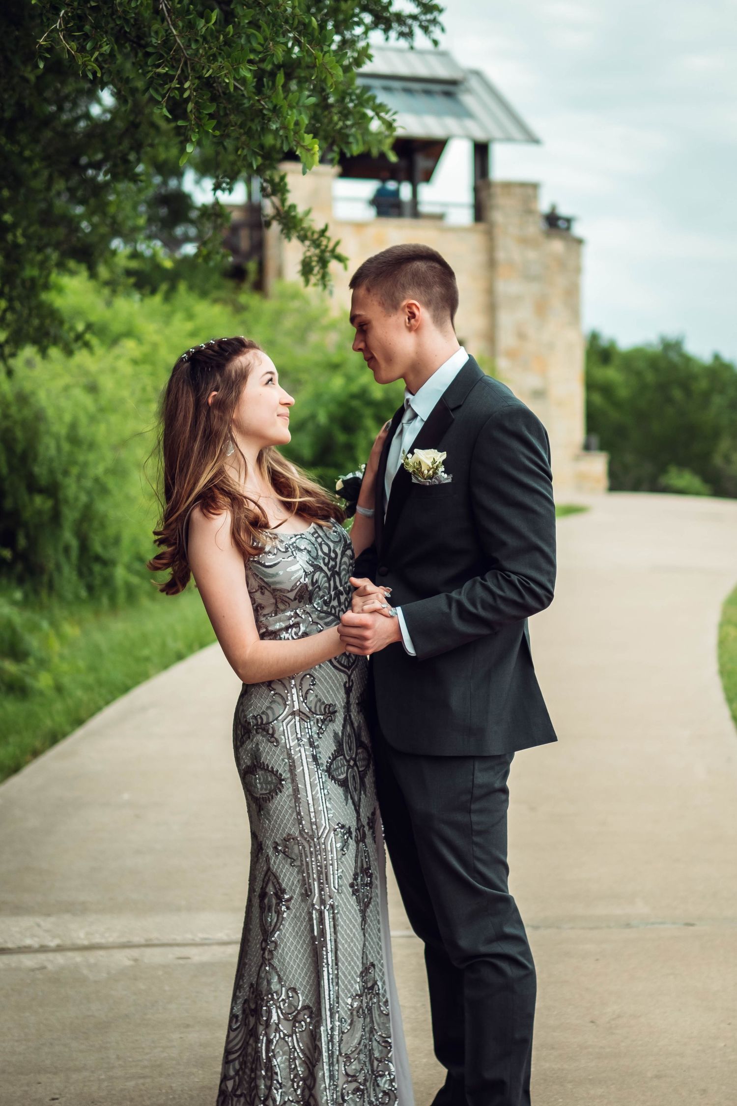 Portrait of a couple for their prom night in Dallas, Texas.