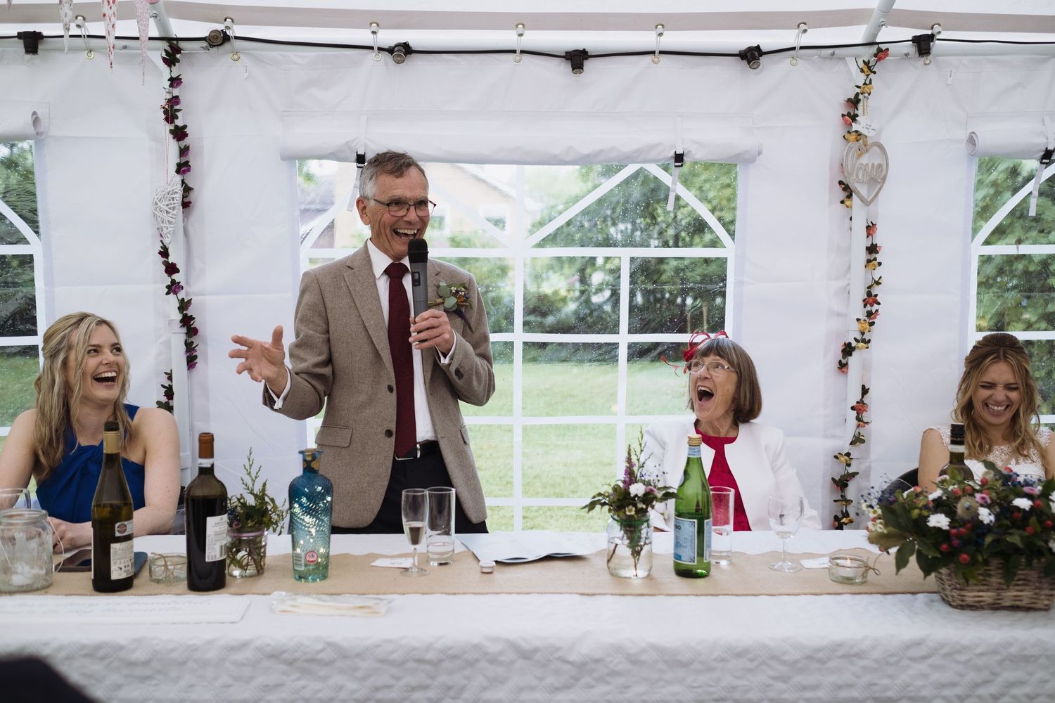 The father of the bride giving his speech at a Marquee wedding.