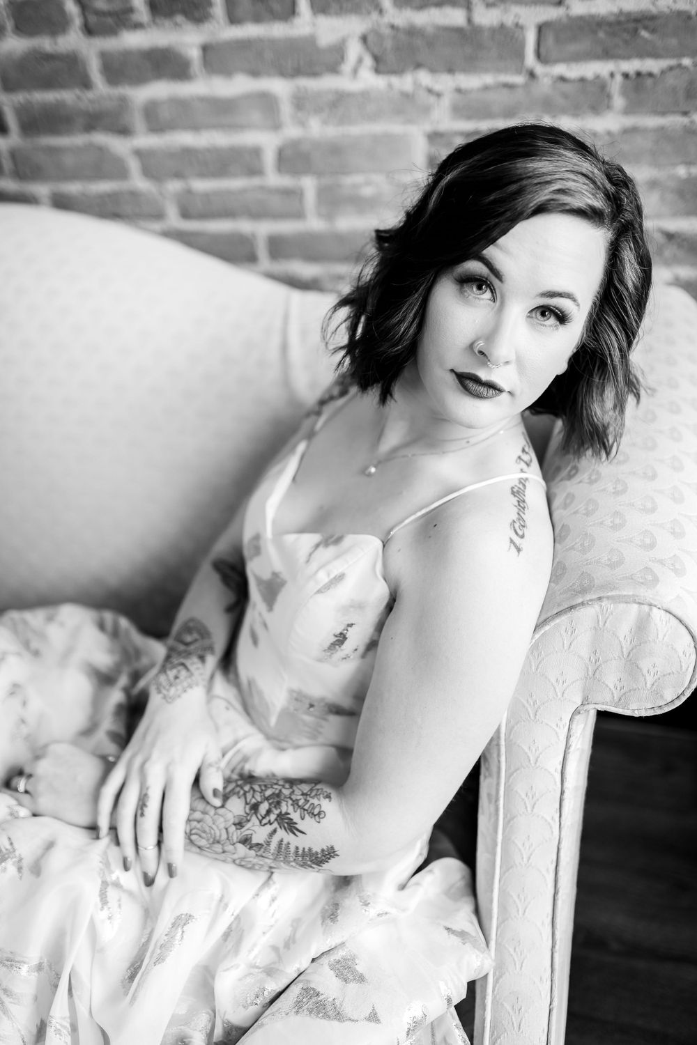 Bridal portrait in black and white