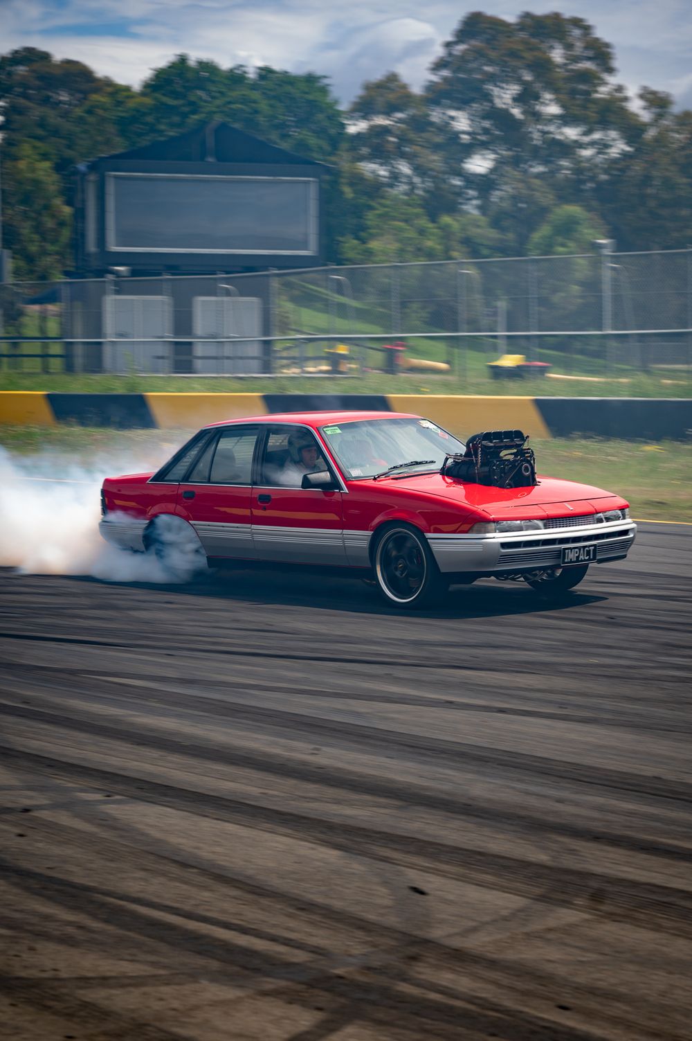 Burnout challenge with red car