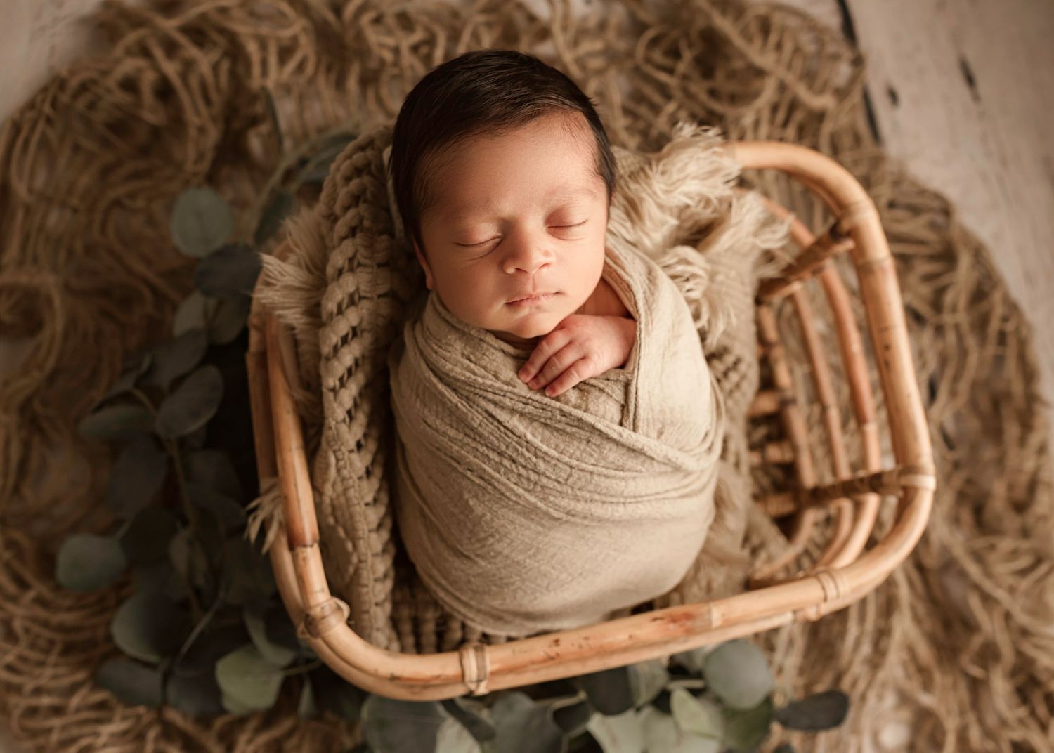 baby boy newborn photos in neutral colors in Moreno Valley ca photoshoot