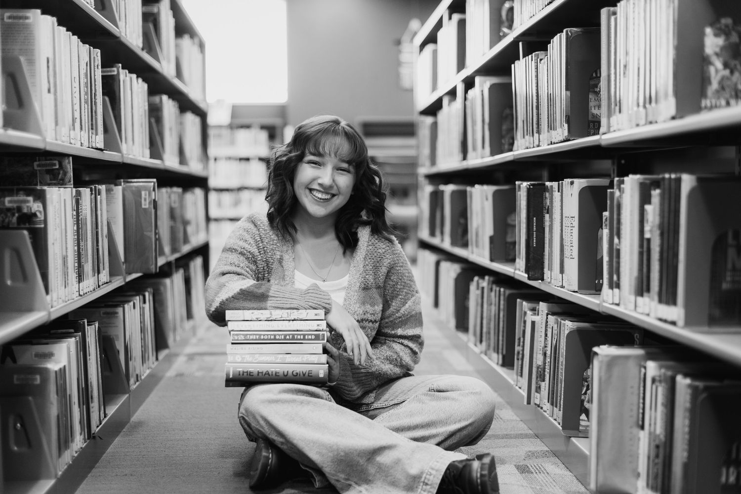 Derby high school senior pictures taken at local library and greenhouse in Wichita, KS
