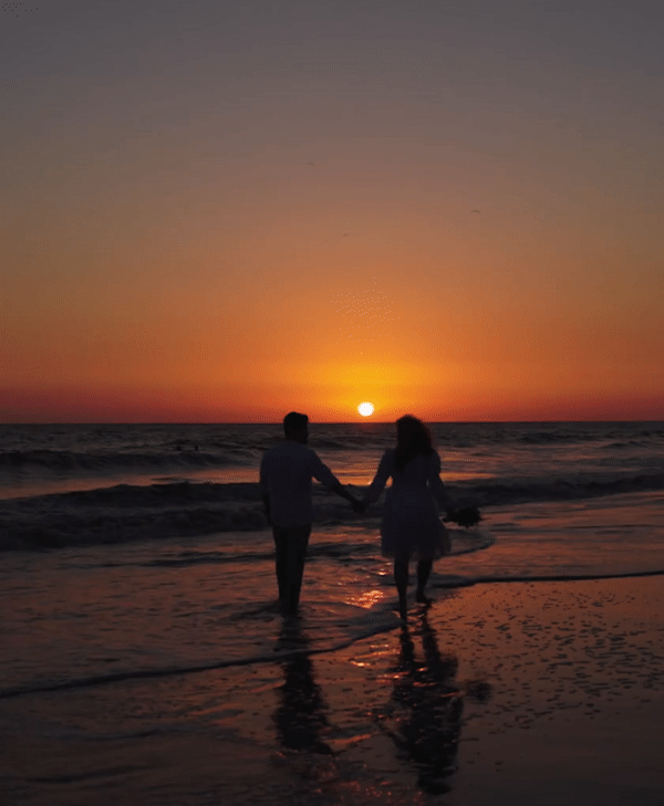 wedding photographer in london capturing couple walk at the sunset