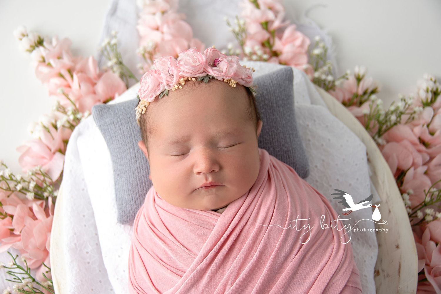 Baby Ellis Newborn Session Wrapped in Pinks Cleveland Ohio