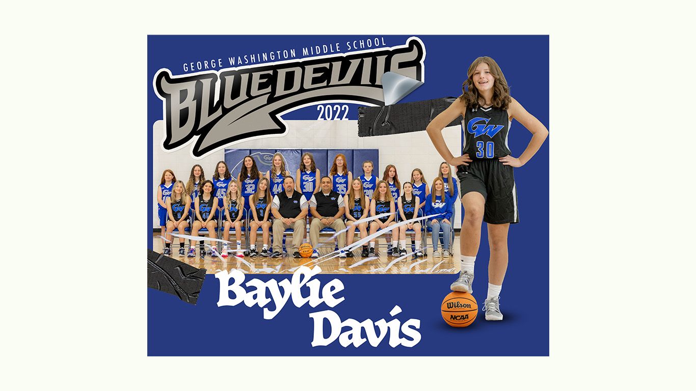 GWMS Girls Basketball Memory Mate Graphic Design