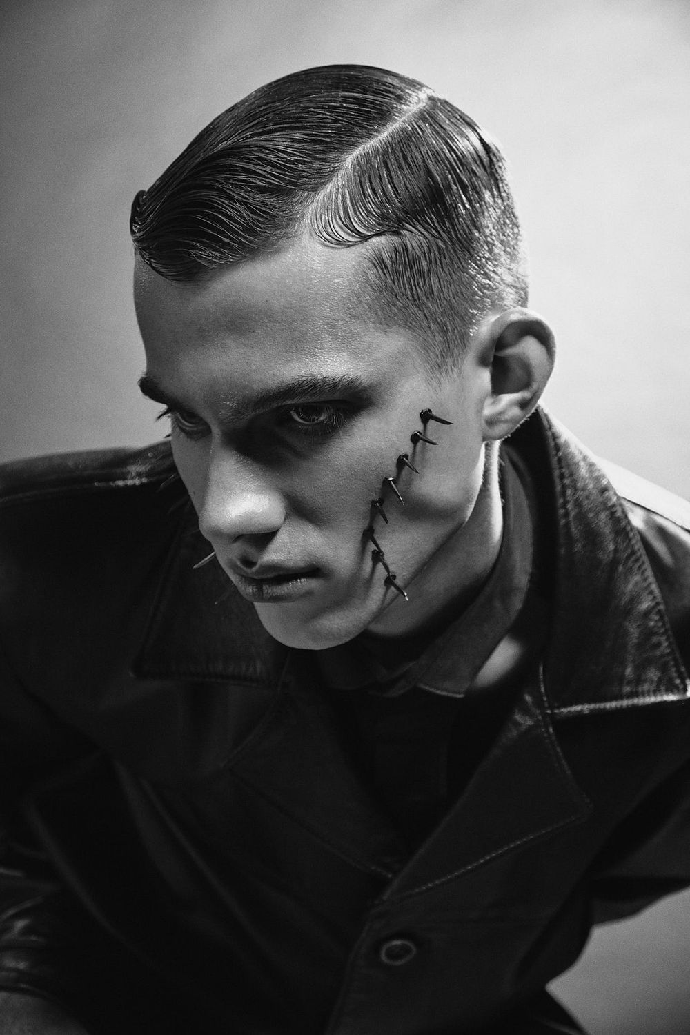 Black Leather Coat Balenciaga Fashion Photoshoot by Dominik Zky Photography