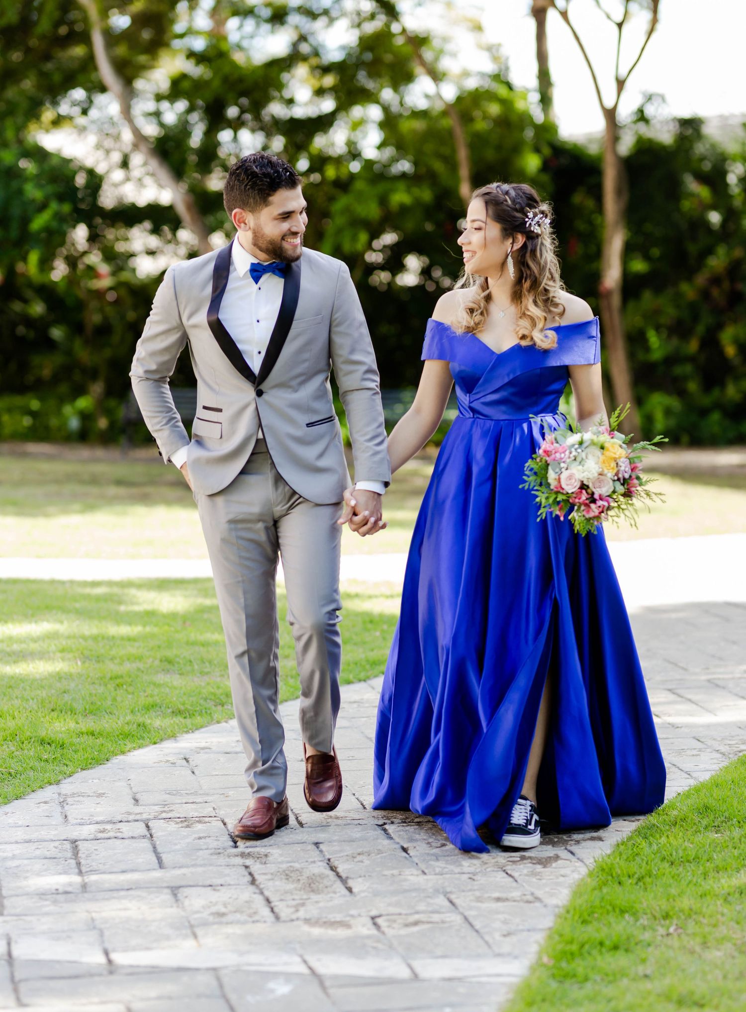 boda con vestido azul