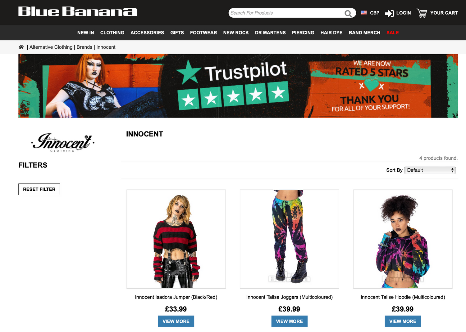 Screenshot from website Blue Banana showing Amy Davies Photography work