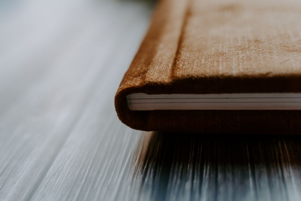 a close up image of a velvet covered album.