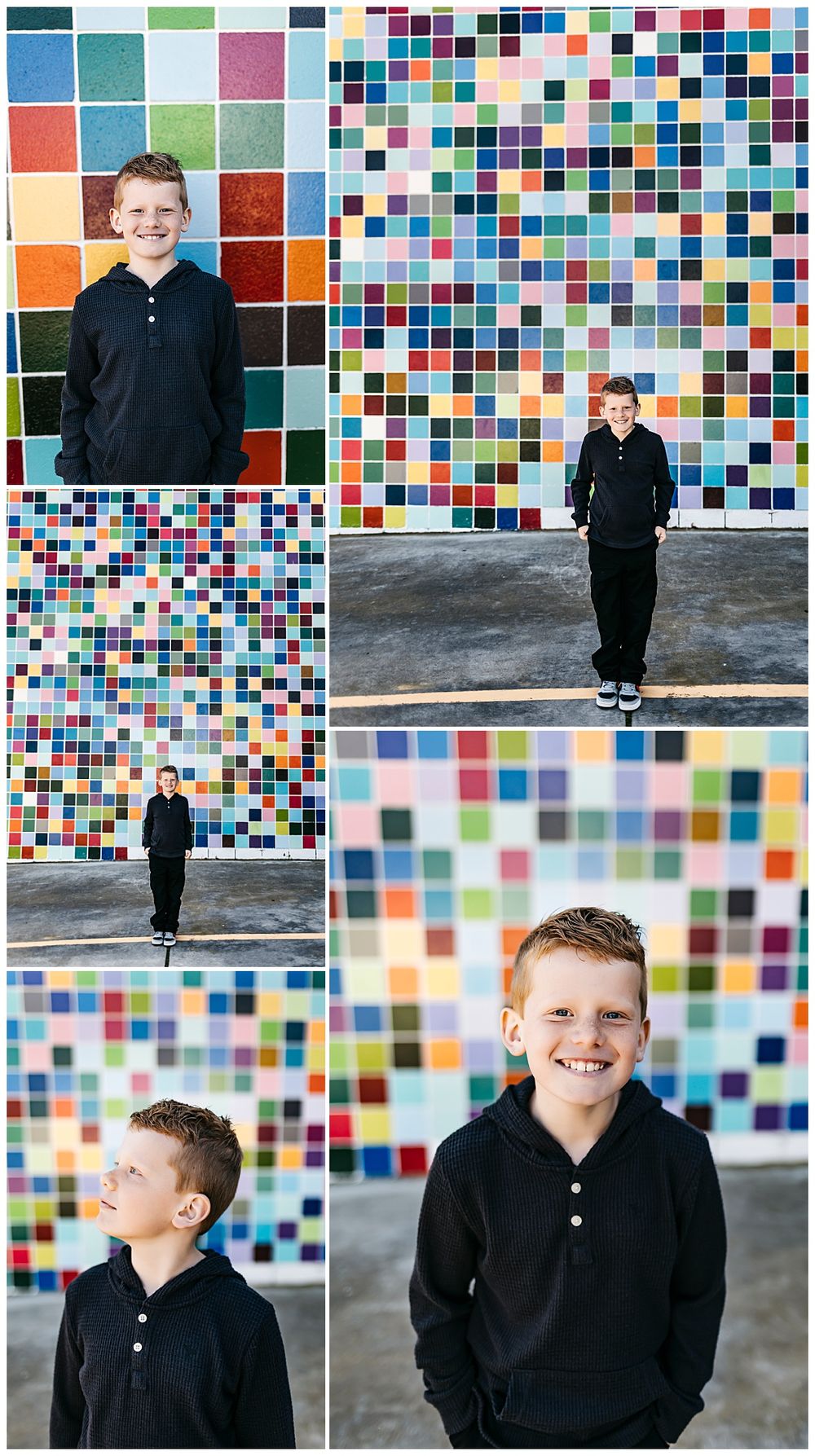 boy smiles during kid's birthday photo session