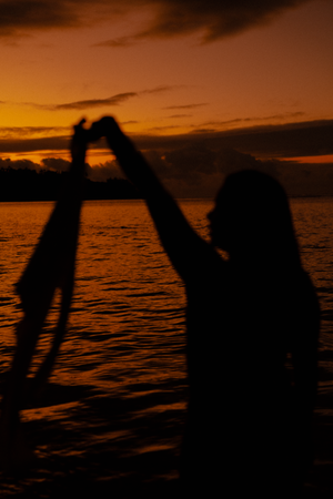 sexy boidour vibes on the beach at Anini, Kauai during sunset Golden hour