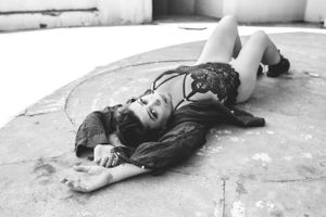 Black and white outdoor boudoir session