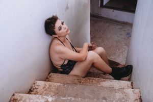 stairs boudoir session