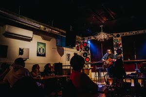 Kelly Manweiler plays at the open mic at Pressed cafe, in Ottawa, Ontario.