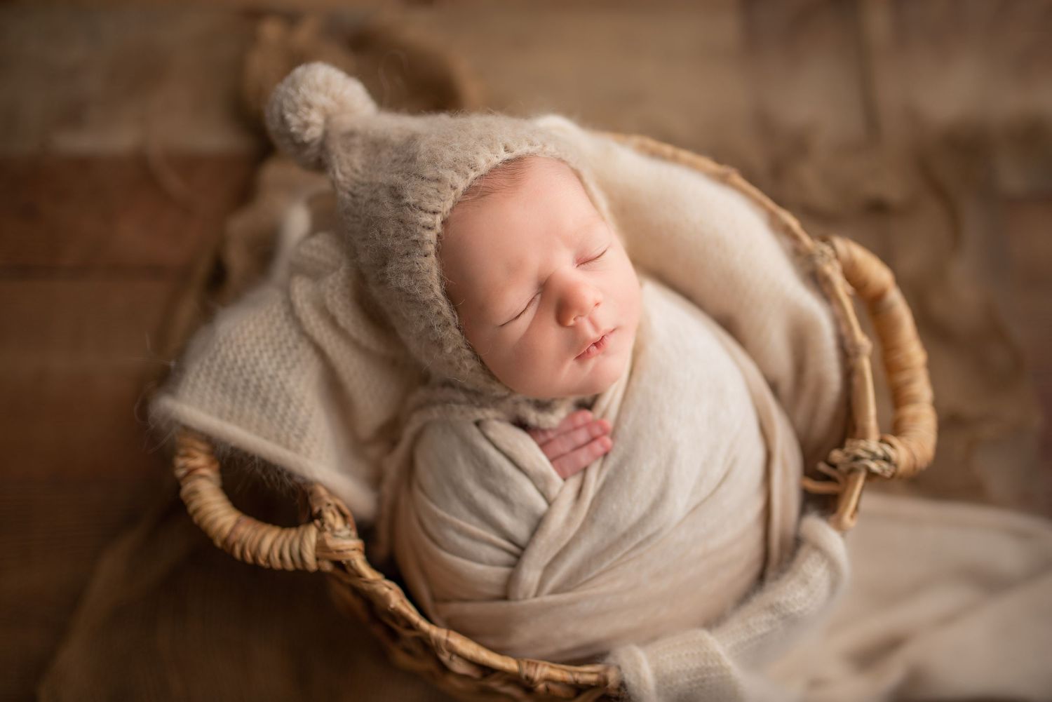 baby in basket, newborn photos in Vermont