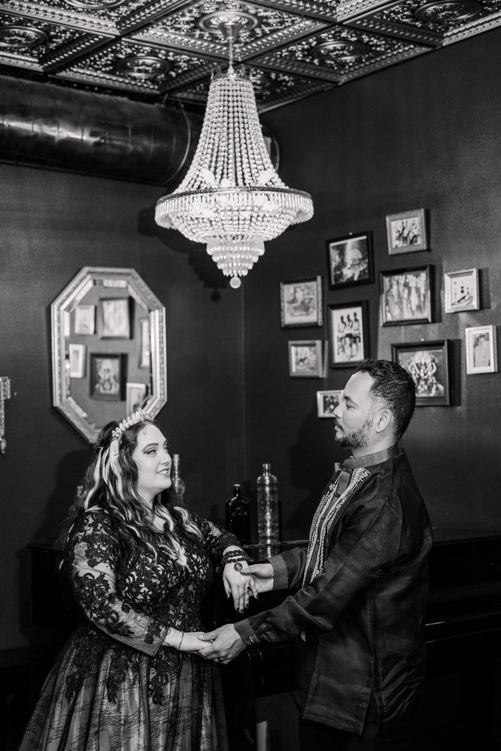 black and white wedding portrait