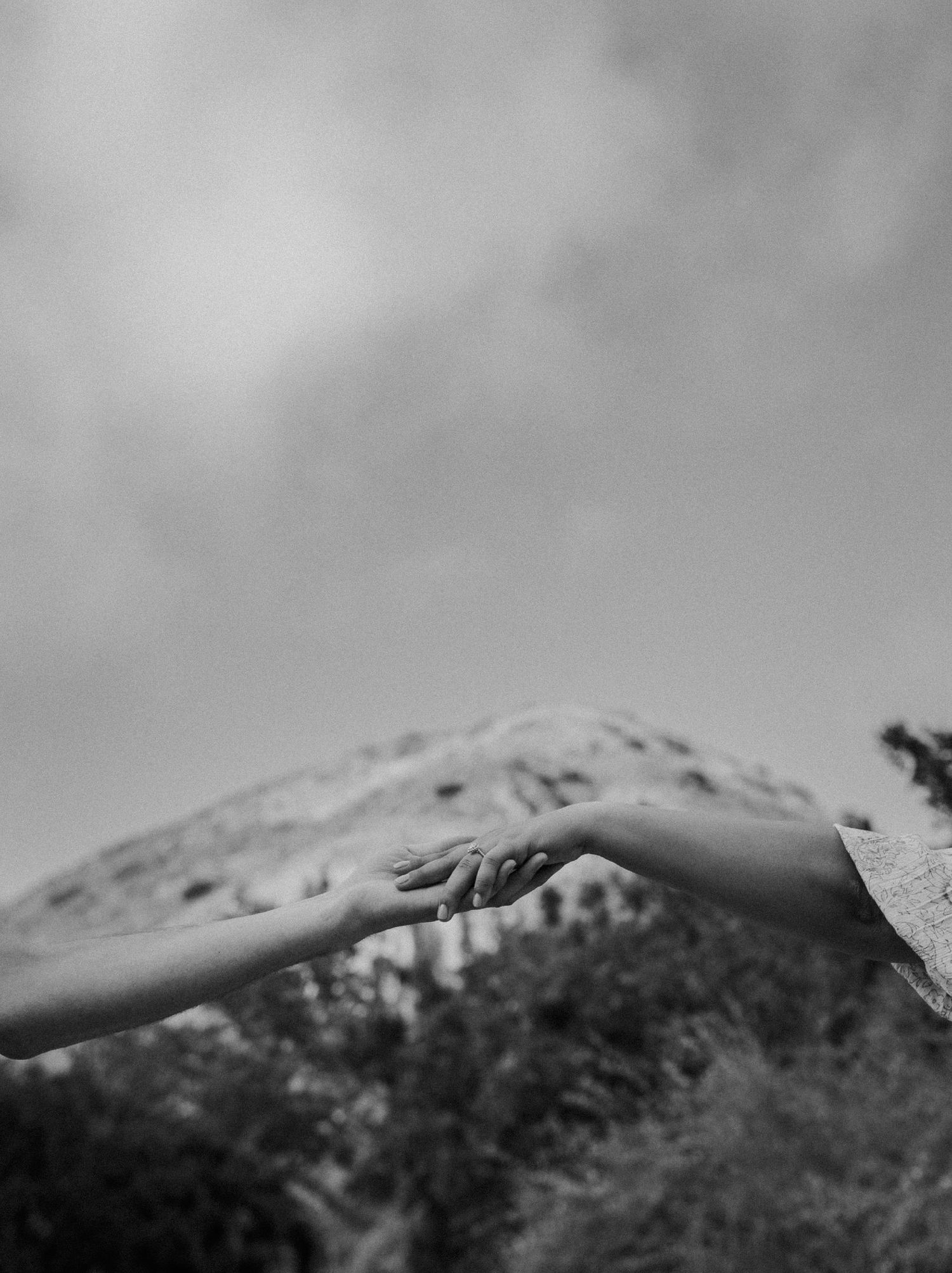 E. Noelle Photography couple engagement in the Los Angeles Malibu hills holding hands indie
