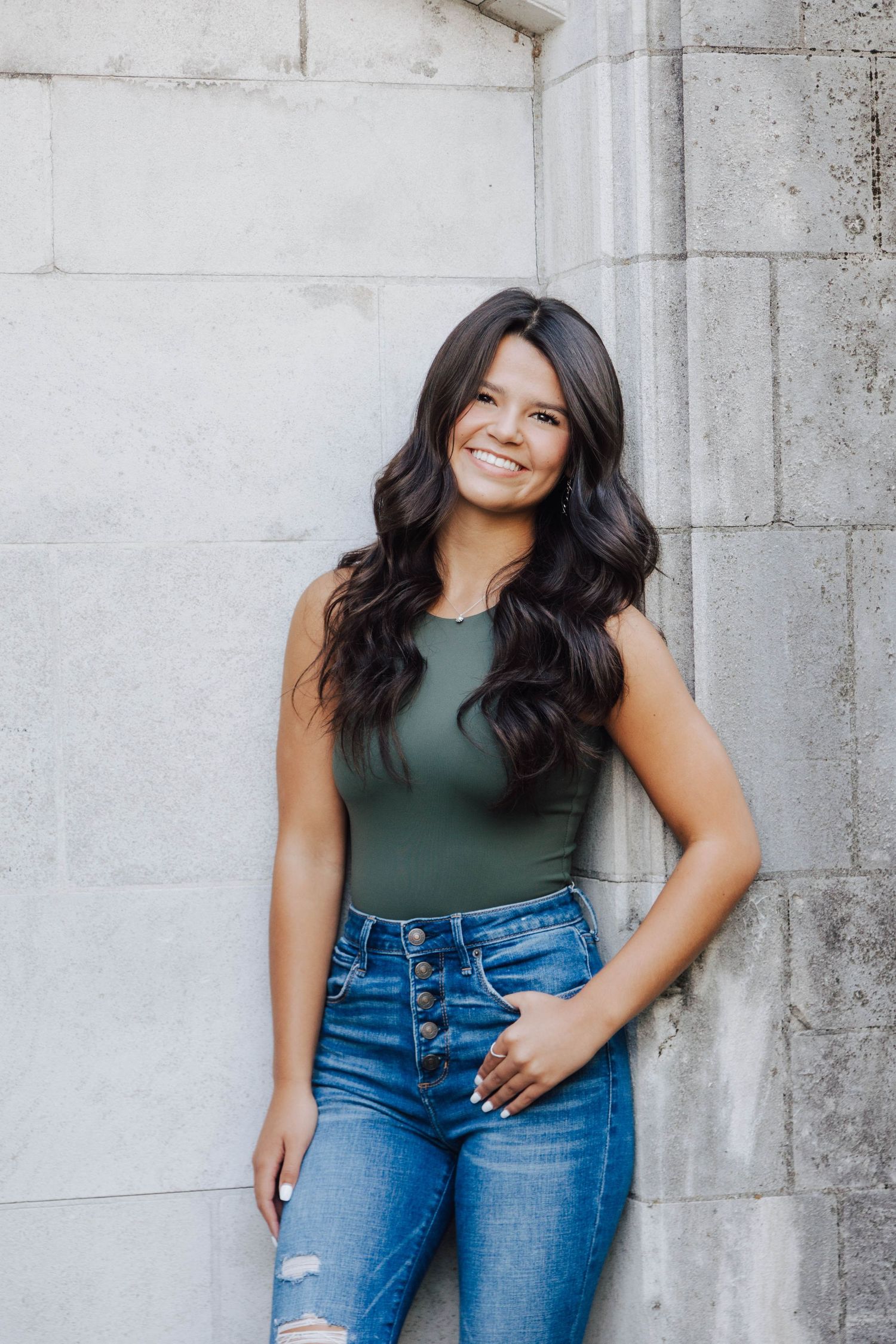 Stylish senior girl enjoying a photo session in Pittsburgh