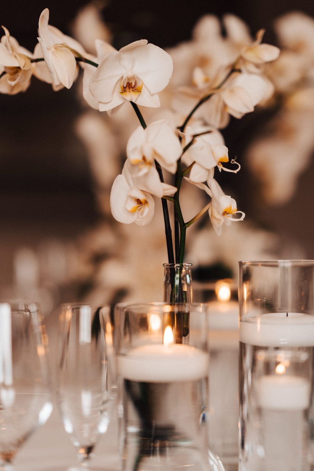 Detailed shot of flowers on the table at Cowley Manor wedding
